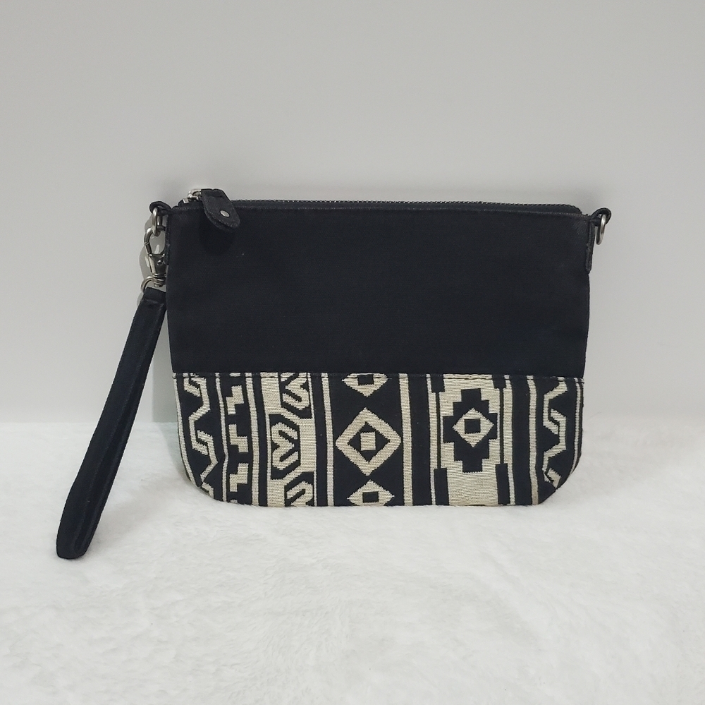 Aeropostale Black Cream Aztec Geo Clutch Wristlet Bag Pouch